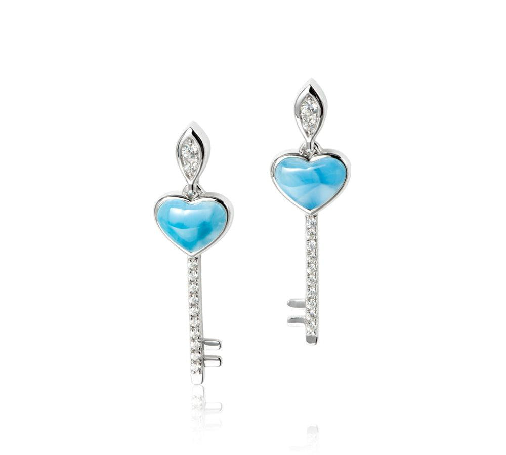 Larimar Heart Key Earrings Earrings Island by Koa Nani 