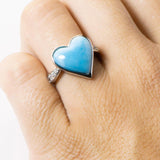 Larimar Heart Saturn Ring Ring Island by Koa Nani 