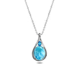 The picture shows a 925 sterling silver larimar hidden gem pendant.