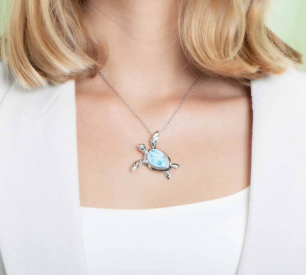 Larimar Hilo Honu Pendant Pendant Island by Koa Nani Large 