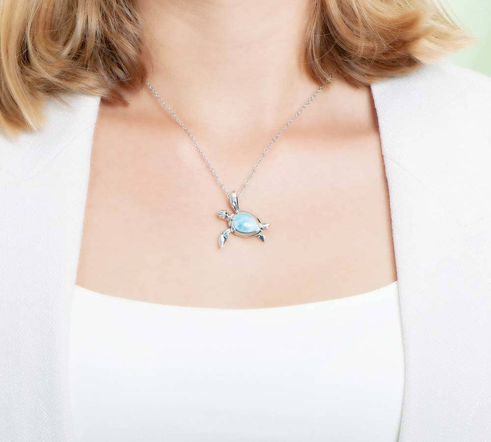 Larimar Hilo Honu Pendant Pendant Island by Koa Nani Small 