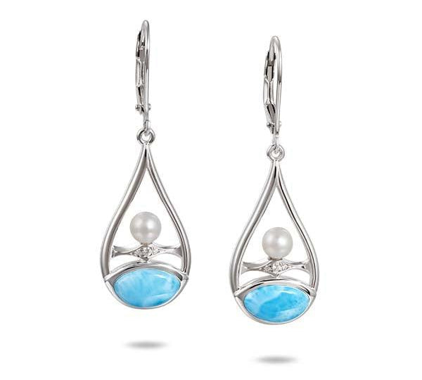 Larimar Hina Sunrise Earrings Earrings Island by Koa Nani Akoya Pearl 