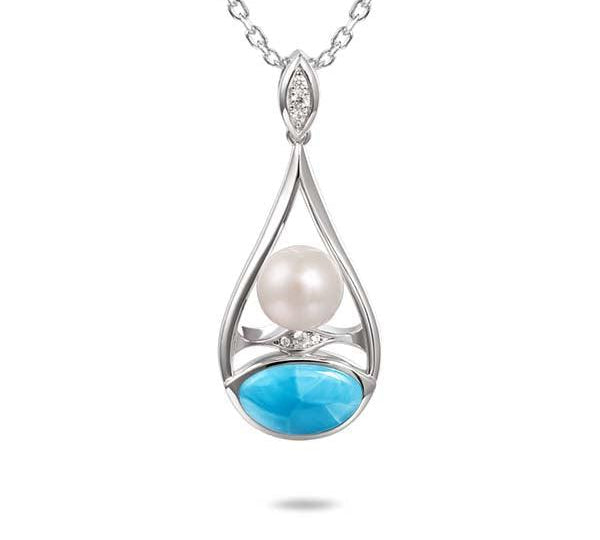 Larimar Hina Sunrise Pendant Pendant Island by Koa Nani Akoya Pearl 