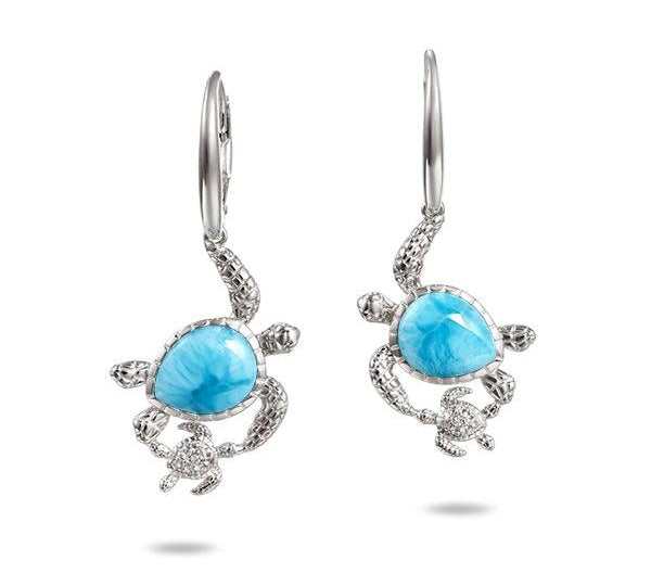 Larimar Honu Aumakua Earrings Earrings Island by Koa Nani 