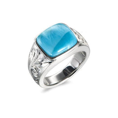 Larimar Infinity Pool Ring with Engravings Ring Island by Koa Nani 5
