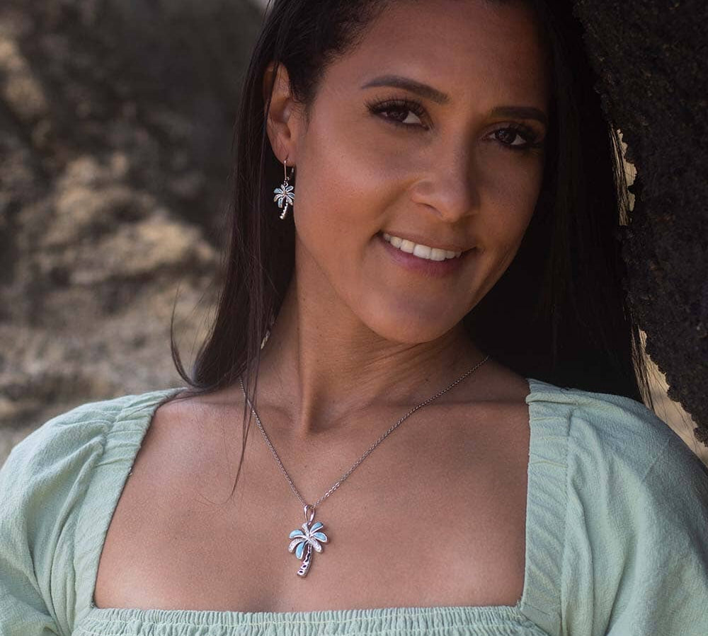 Larimar Island Palm Tree Earrings Earrings Island by Koa Nani 