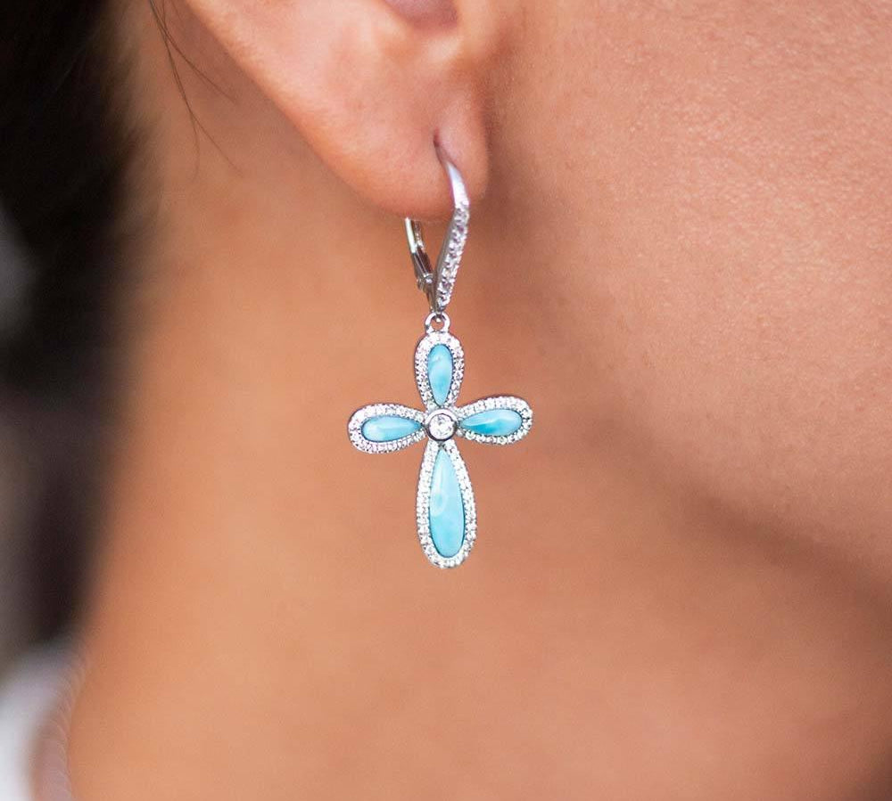 Larimar Kai Cross Earrings Earrings Island by Koa Nani 