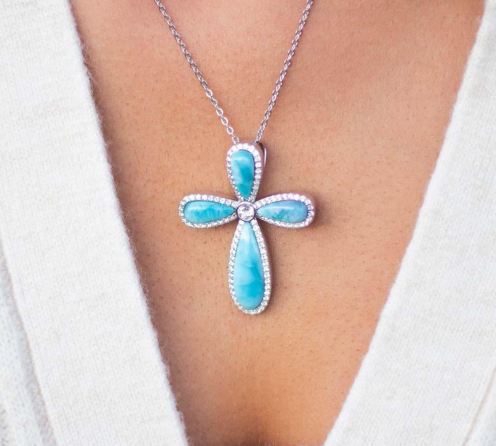 Larimar Kai Cross Pendant Pendant Island by Koa Nani 