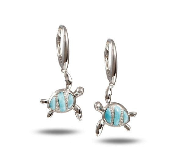 Larimar Laysan Honu Earrings Earrings Island by Koa Nani 