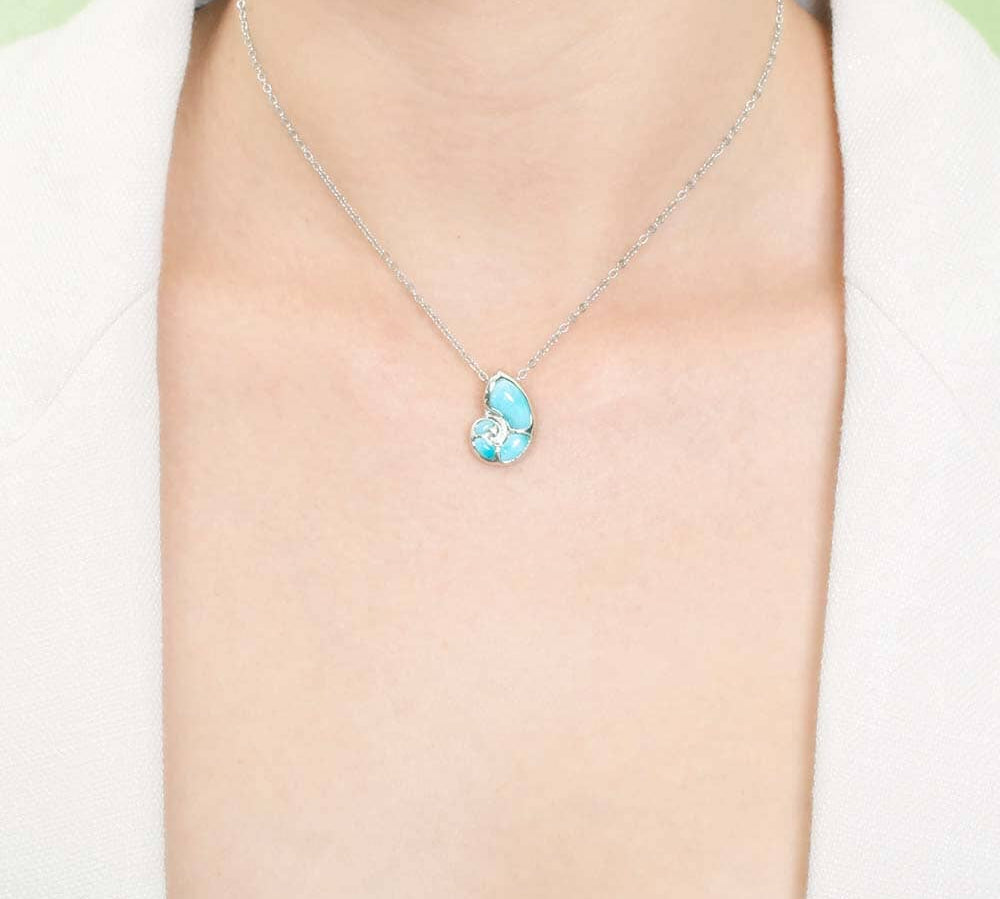 Larimar Liilii Nautilus Shell Pendant Pendant Island by Koa Nani 