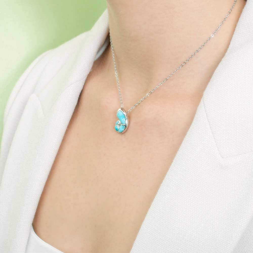 Larimar Liilii Nautilus Shell Pendant Pendant Island by Koa Nani 
