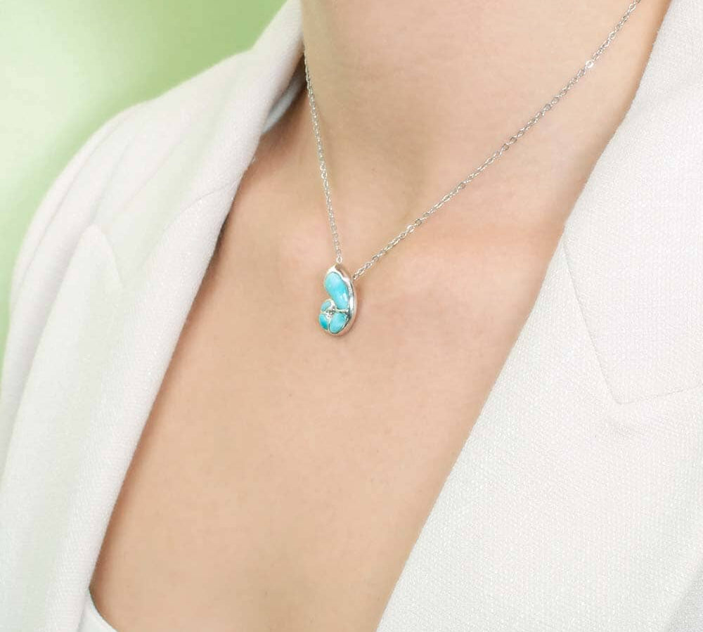 Larimar Liilii Nautilus Shell Pendant Pendant Island by Koa Nani 