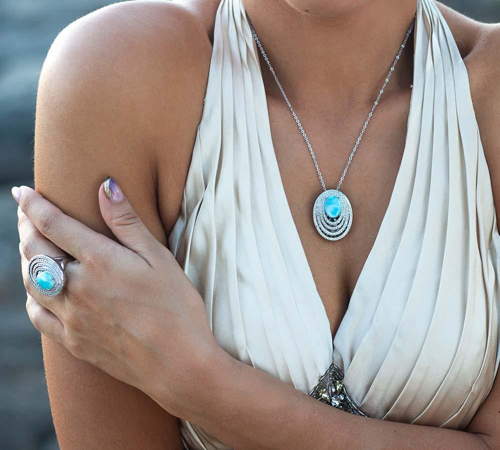 Larimar Lili'u Cocktail Ring Ring Island by Koa Nani 