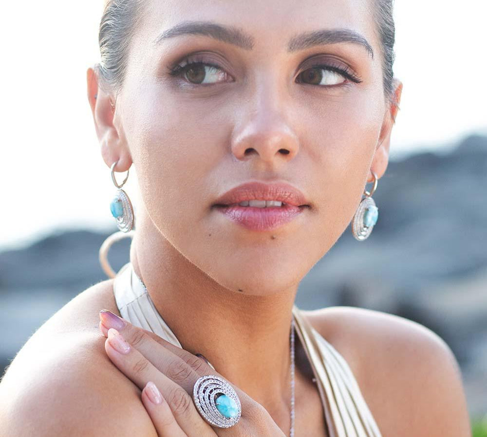 Larimar Lili'u Cocktail Ring Ring Island by Koa Nani 