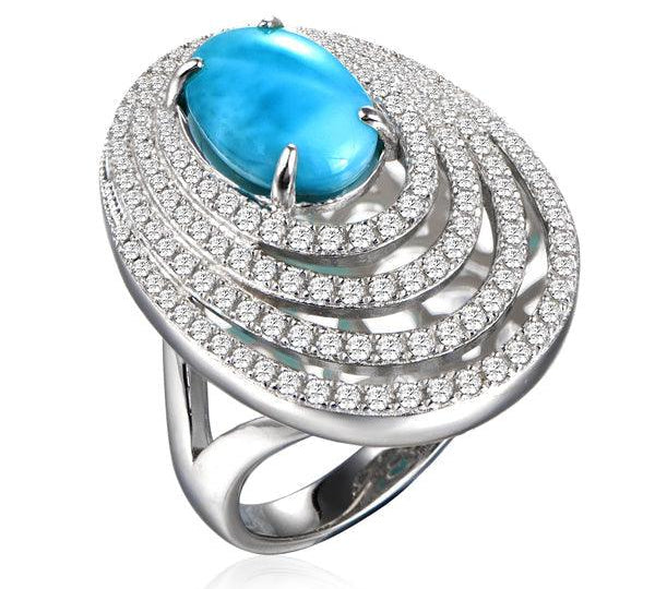 Larimar Lili'u Cocktail Ring Ring Island by Koa Nani 5