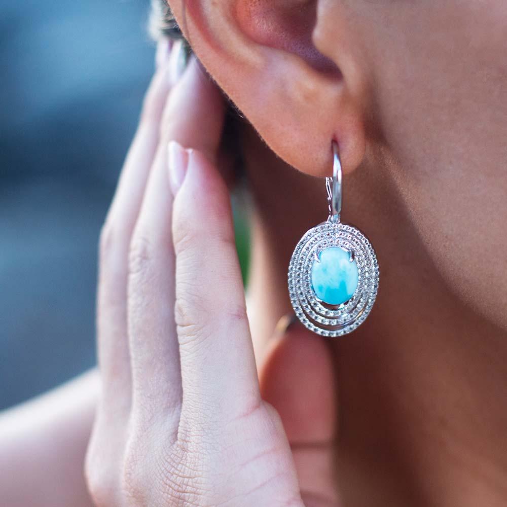 Larimar Lili'u Earrings Earrings Island by Koa Nani 