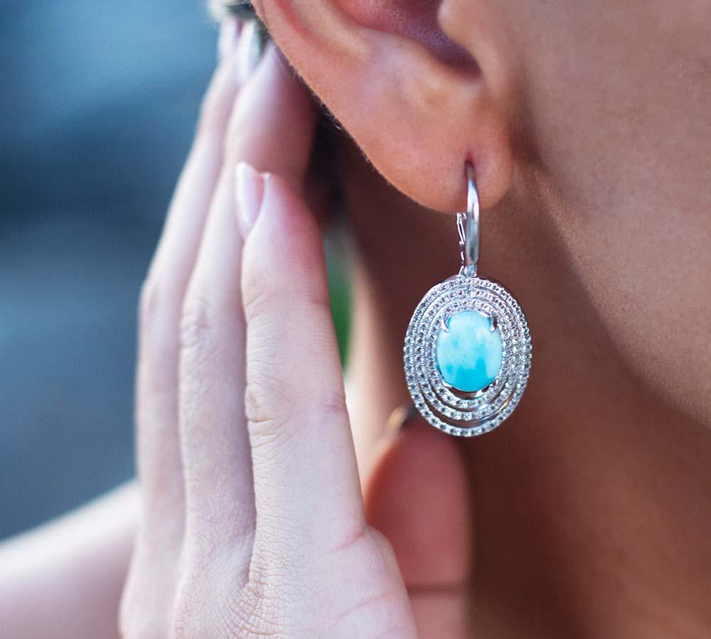 Larimar Lili'u Earrings Earrings Island by Koa Nani 