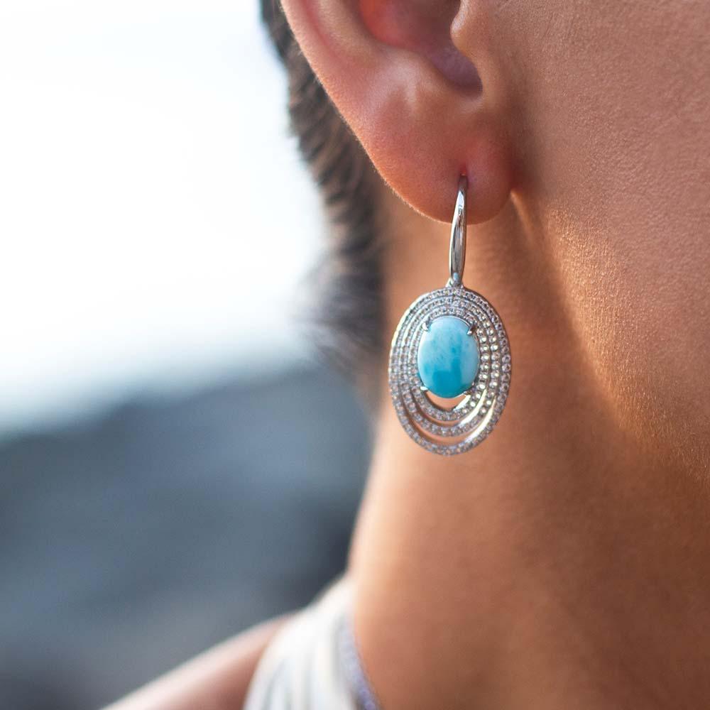 Larimar Lili'u Earrings Earrings Island by Koa Nani 