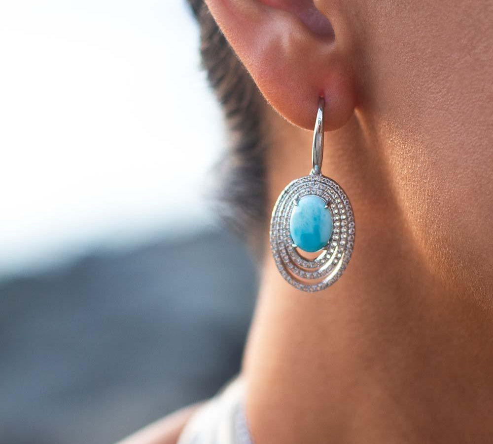 Larimar Lili'u Earrings Earrings Island by Koa Nani 