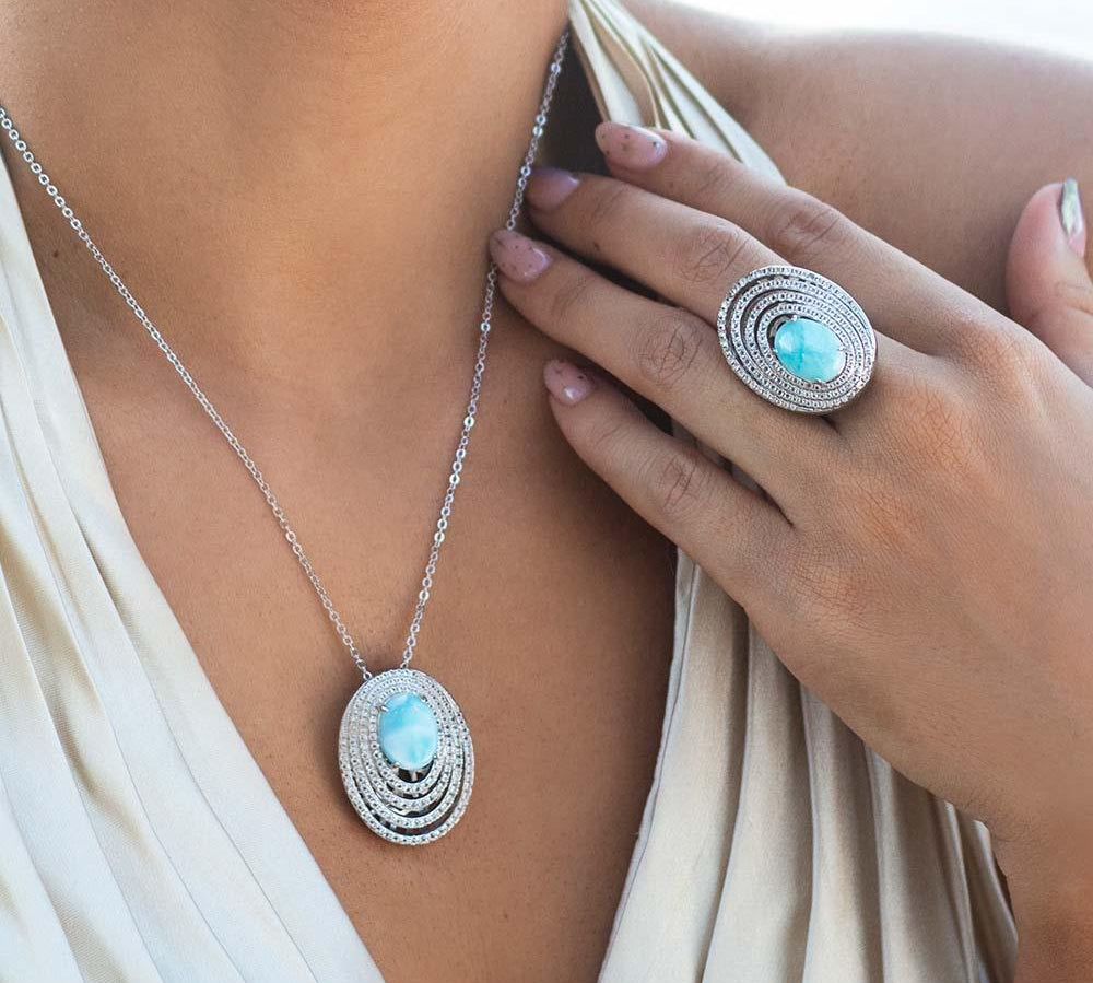 Larimar Lili’u Pendant Pendant Island by Koa Nani 