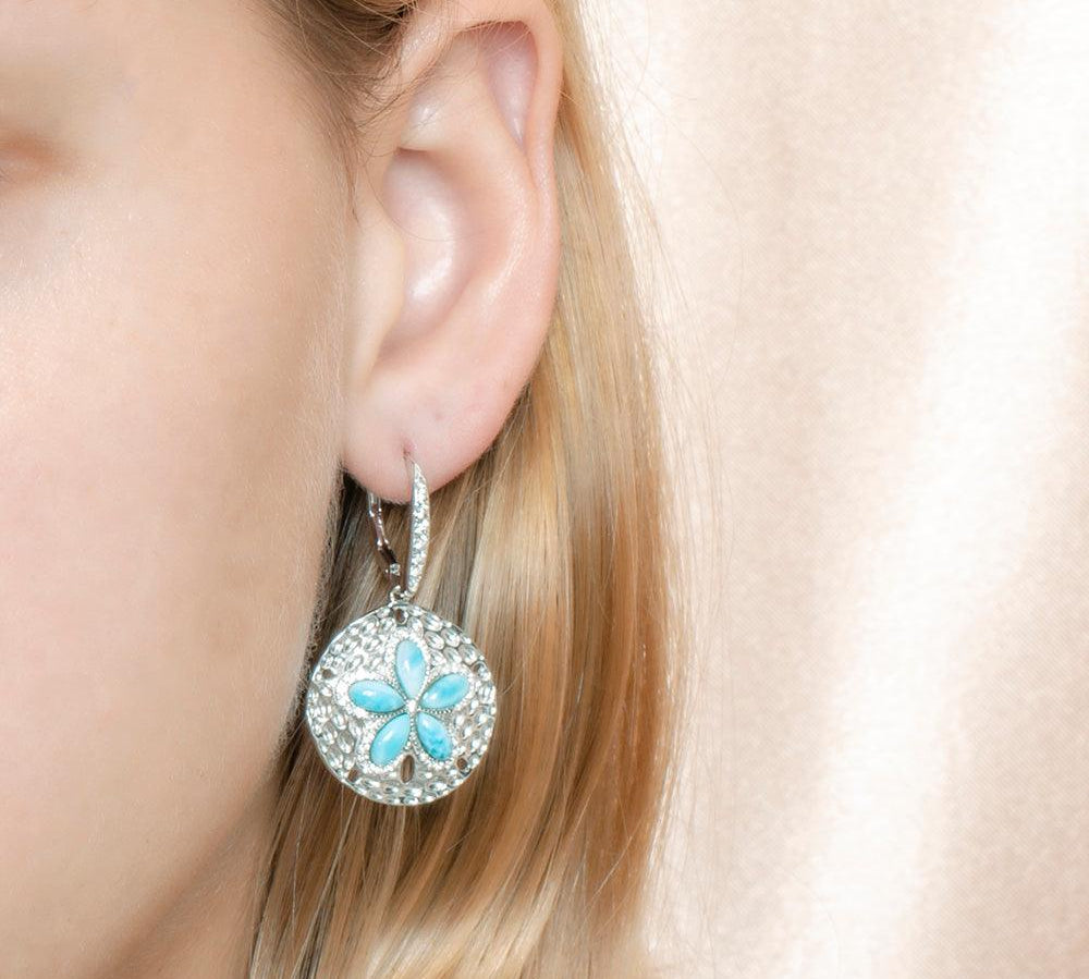 Larimar Living Sand Dollar Earrings Earrings Island by Koa Nani 
