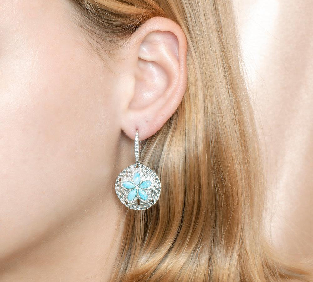 Larimar Living Sand Dollar Earrings Earrings Island by Koa Nani 