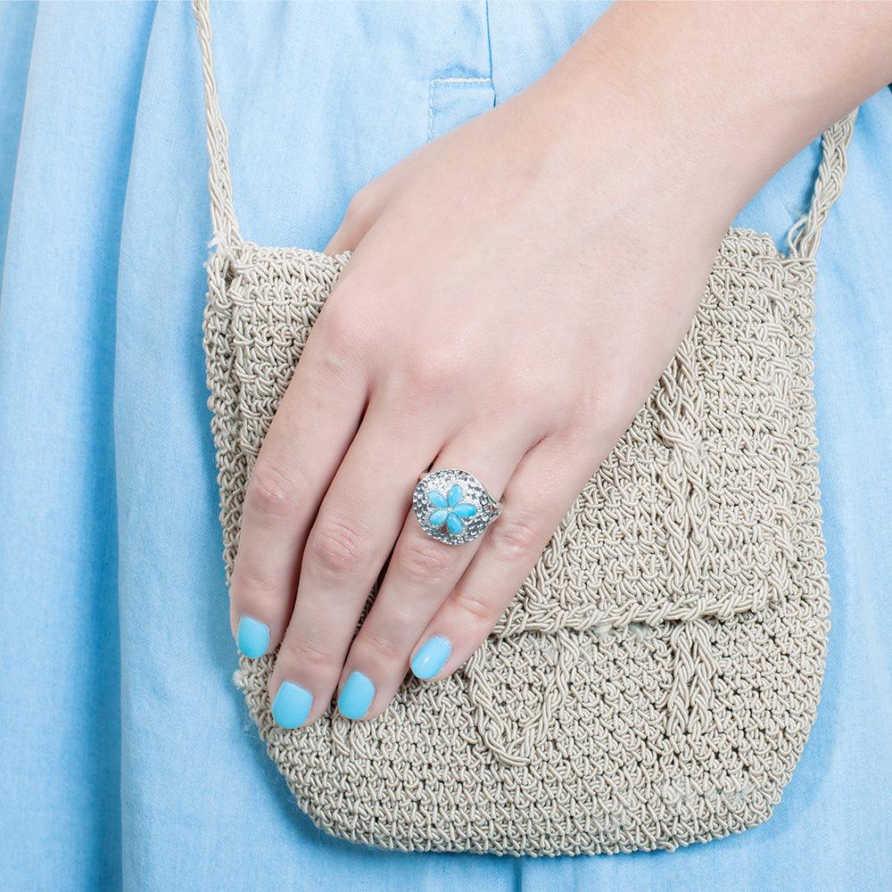 Larimar Living Sand Dollar RIng Jewelry Island by Koa Nani 