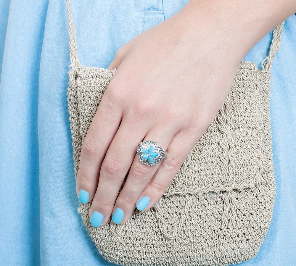 Larimar Living Sand Dollar RIng Jewelry Island by Koa Nani 