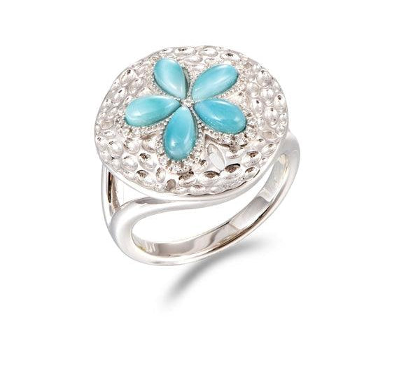 Larimar Living Sand Dollar RIng Jewelry Island by Koa Nani 5