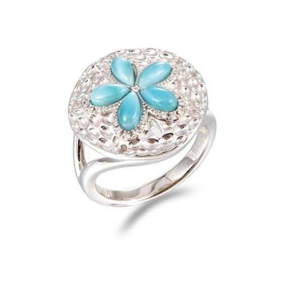 Larimar Living Sand Dollar RIng Jewelry Island by Koa Nani 5