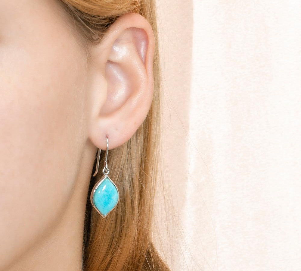 Larimar Loa Mandorla Earrings Earrings Island by Koa Nani 