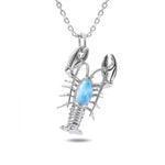 The picture shows a 925 sterling silver larimar lobster pendant.