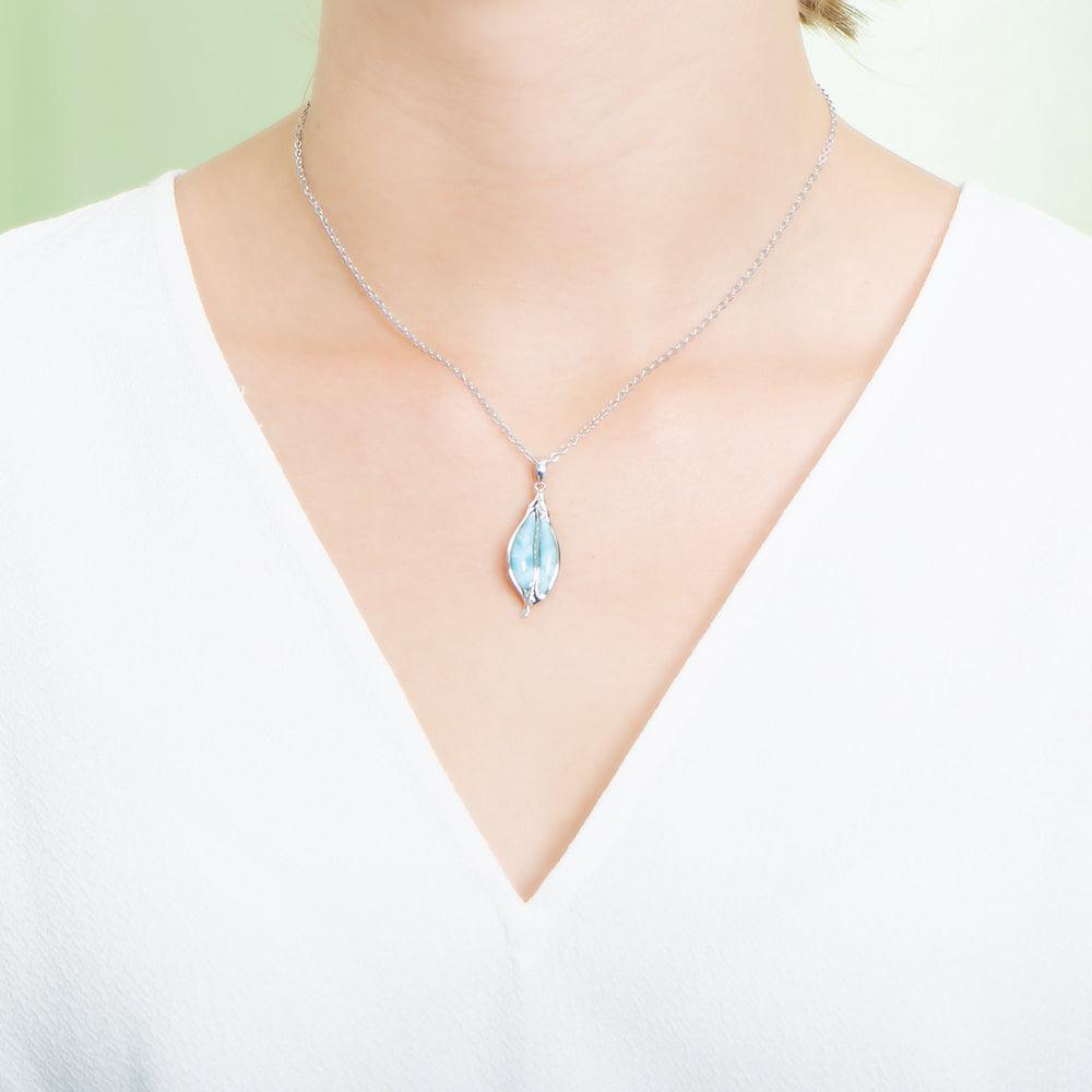 Larimar Maile Leaf Pendant Pendant Island by Koa Nani 