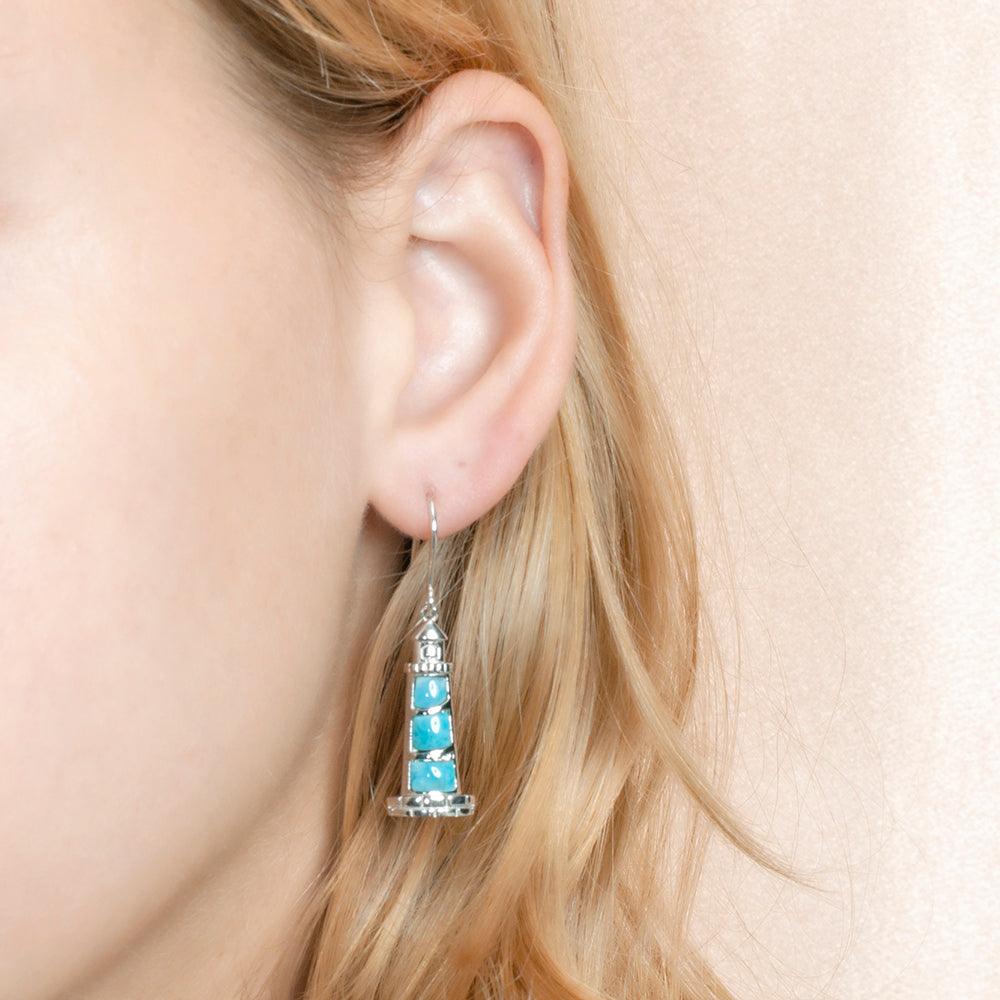 Larimar Makapu'u Lighthouse Earrings Earrings Island by Koa Nani 