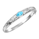 Larimar Mandorla Engraved Scroll Bangle Bangle Island by Koa Nani 