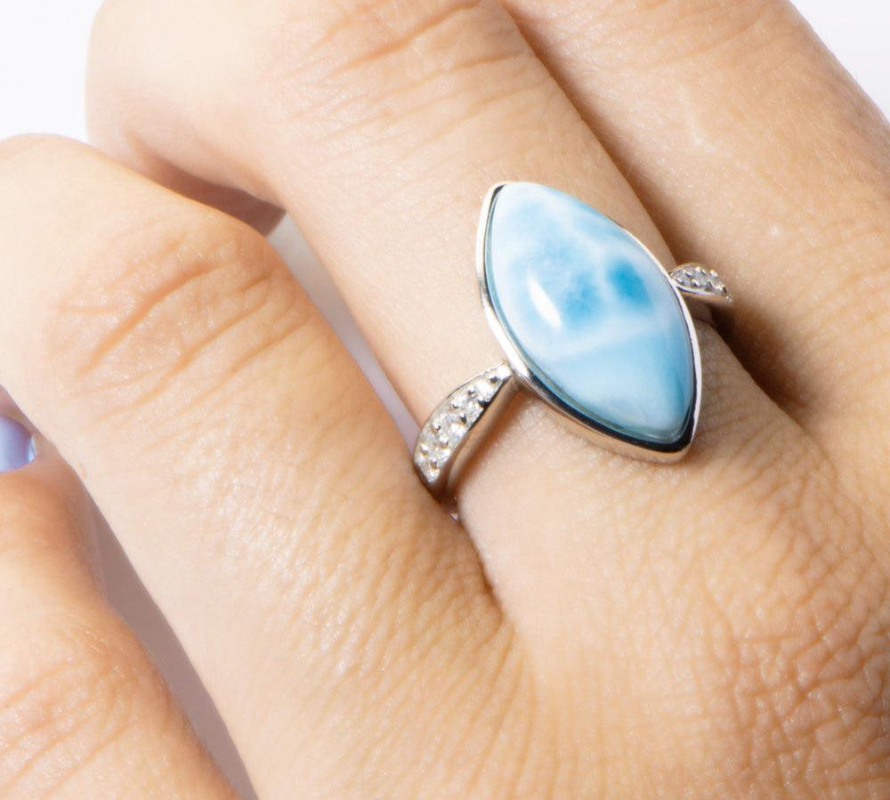 Larimar Mandorla Ring Ring Island by Koa Nani 