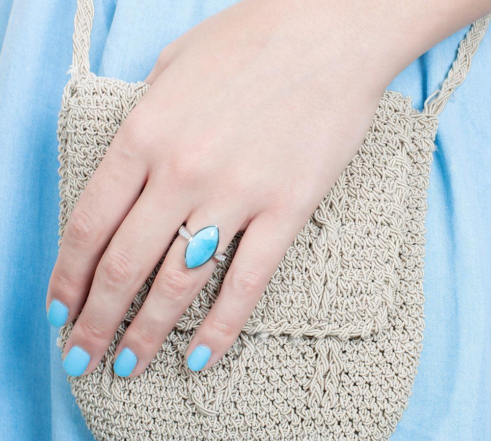 Larimar Mandorla Ring Ring Island by Koa Nani 