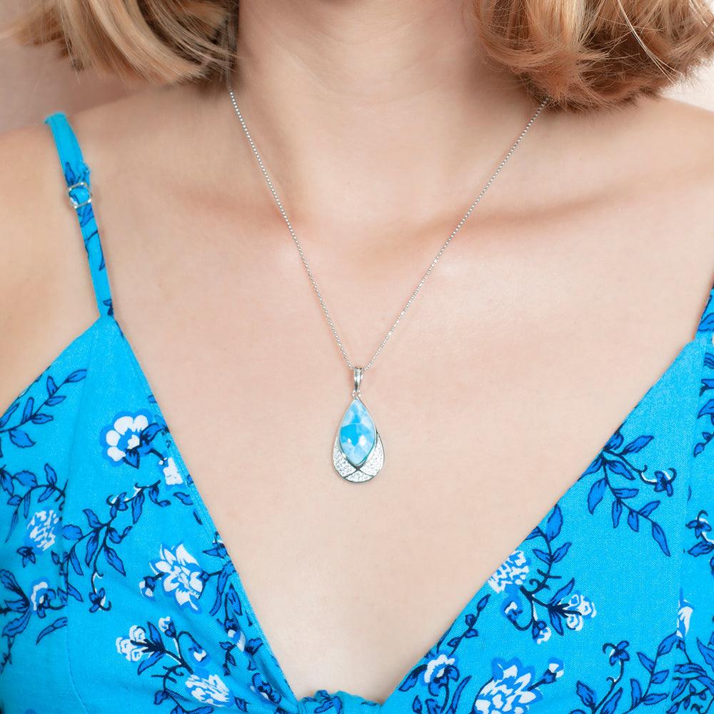Larimar Mandorla Teardrop Pendant Pendant Island by Koa Nani 