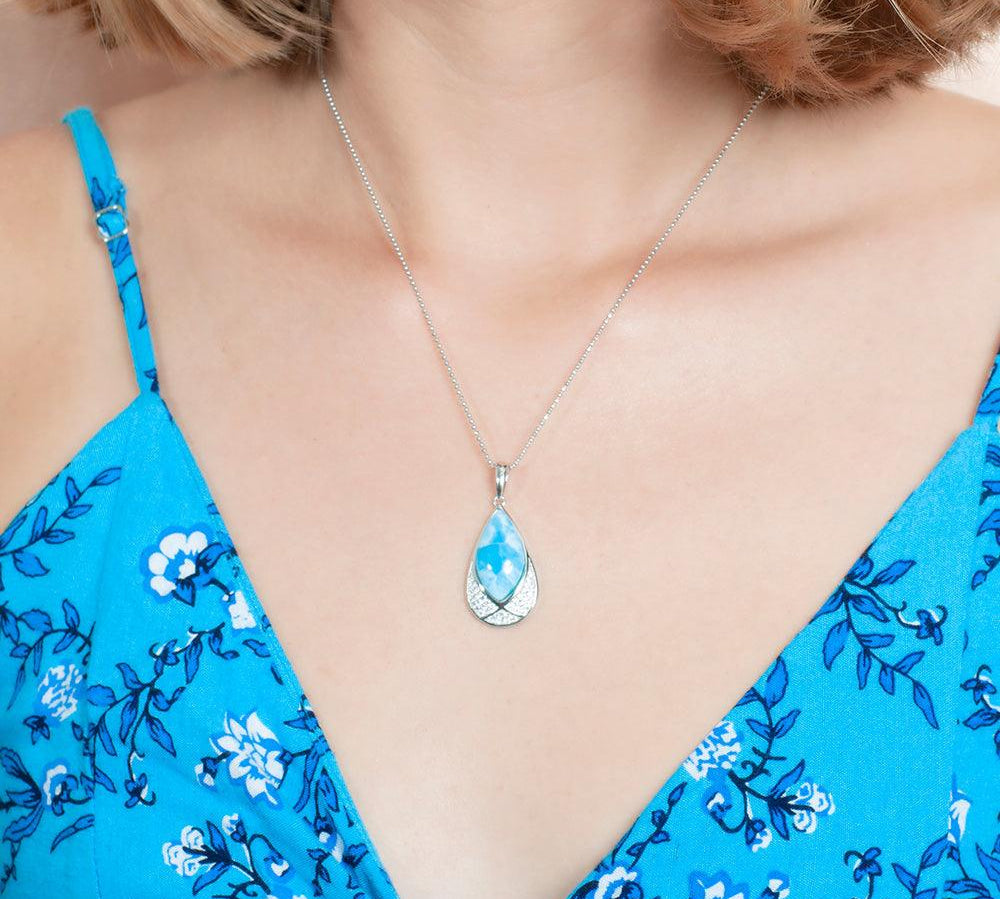 Larimar Mandorla Teardrop Pendant Pendant Island by Koa Nani 