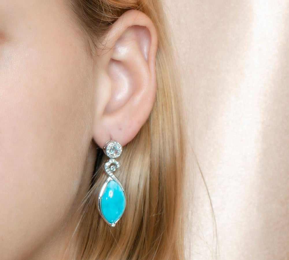 Larimar Mandorla Wave Earrings Earrings Island by Koa Nani 