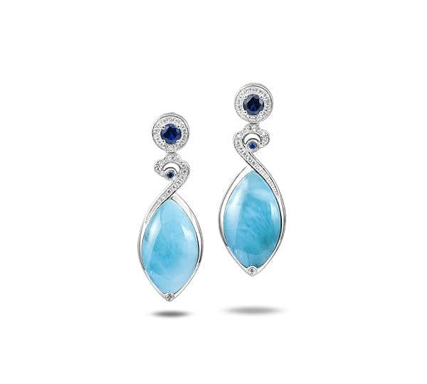 Larimar Mandorla Wave Earrings Earrings Island by Koa Nani 