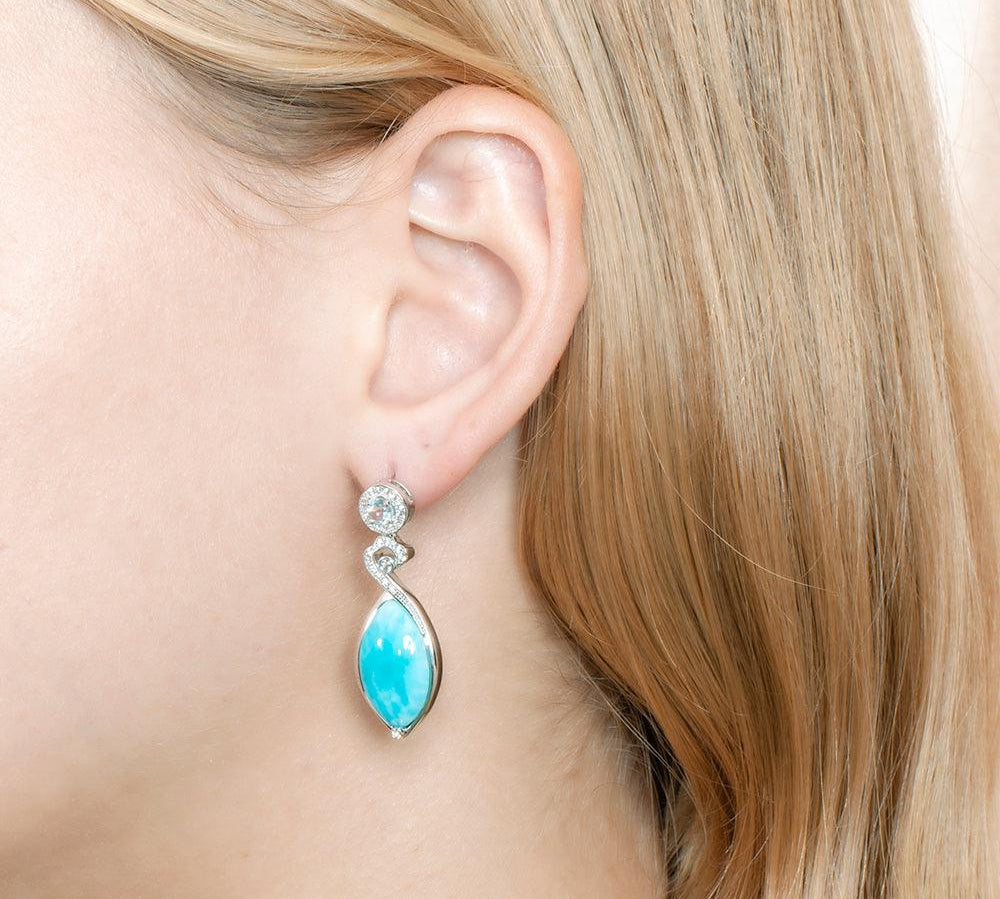 Larimar Mandorla Wave Earrings Earrings Island by Koa Nani 