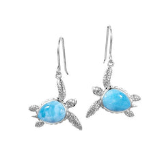Larimar Manoa Honu Hook Earrings Earrings Island by Koa Nani 