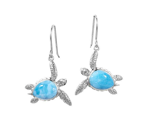 Larimar Manoa Honu Hook Earrings Earrings Island by Koa Nani 