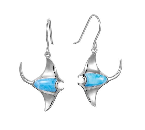 Larimar Manta Ray Hook Earrings Earrings Island by Koa Nani 