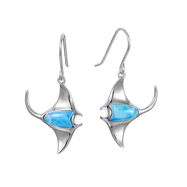 Larimar Manta Ray Hook Earrings Earrings Island by Koa Nani 