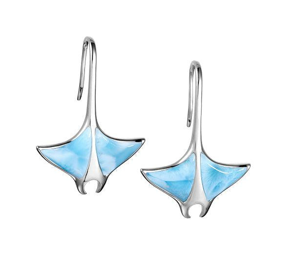 Larimar Manta Ray Hooked Tail Earrings Earrings Island by Koa Nani 