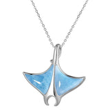 Larimar Manta Ray Hooked Tail Pendant Pendant Island by Koa Nani 