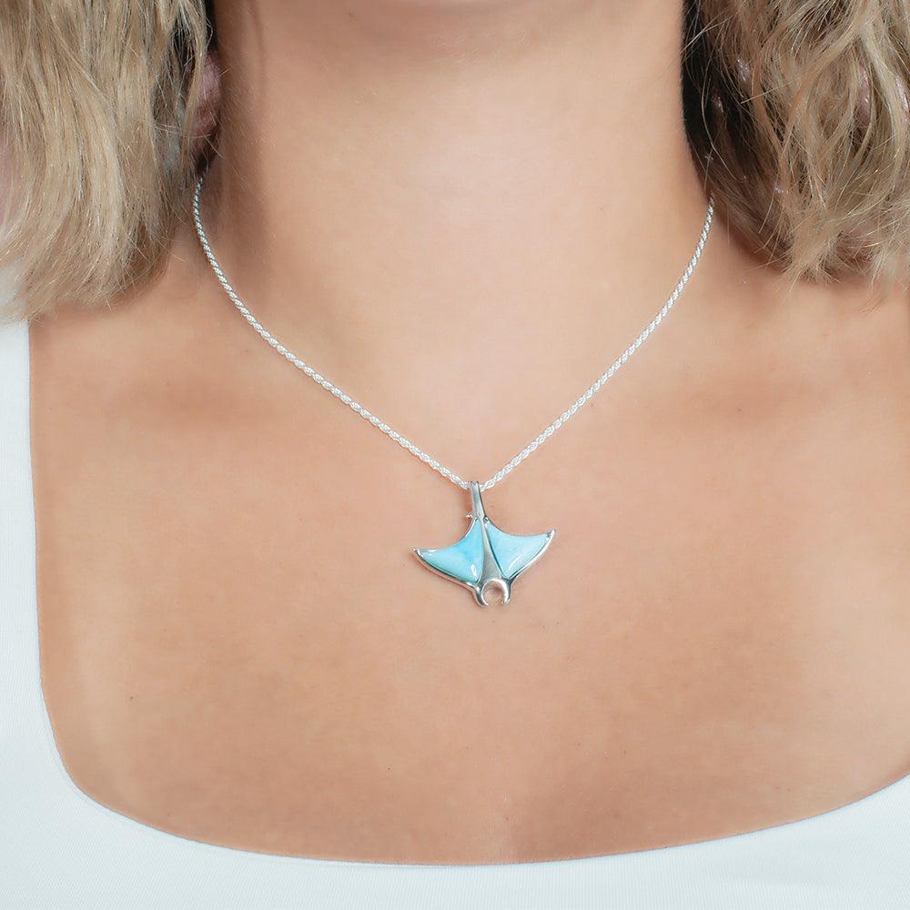 Larimar Manta Ray Hooked Tail Pendant Pendant Island by Koa Nani 