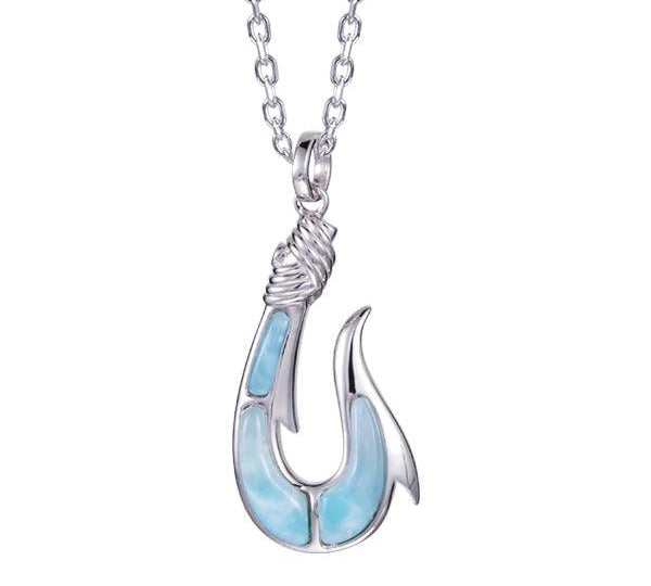 Larimar Maui Fishhook Pendant Pendant Island by Koa Nani Small 